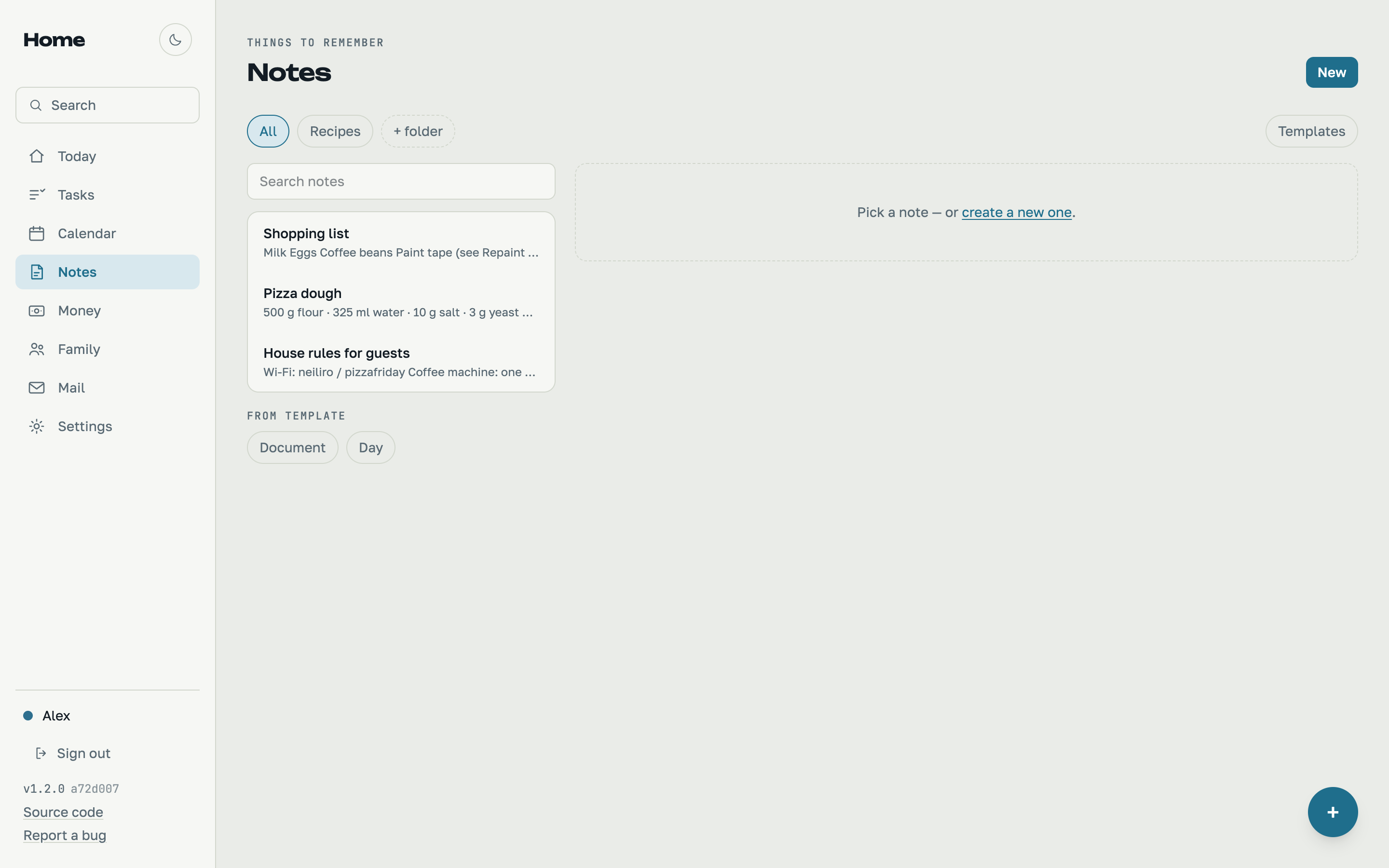 Shared notes with rich text editing